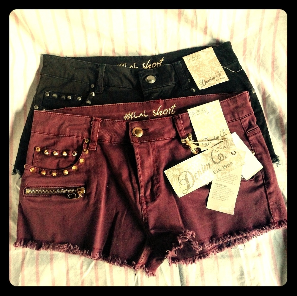 Black or Wine Studded Spike Shorts